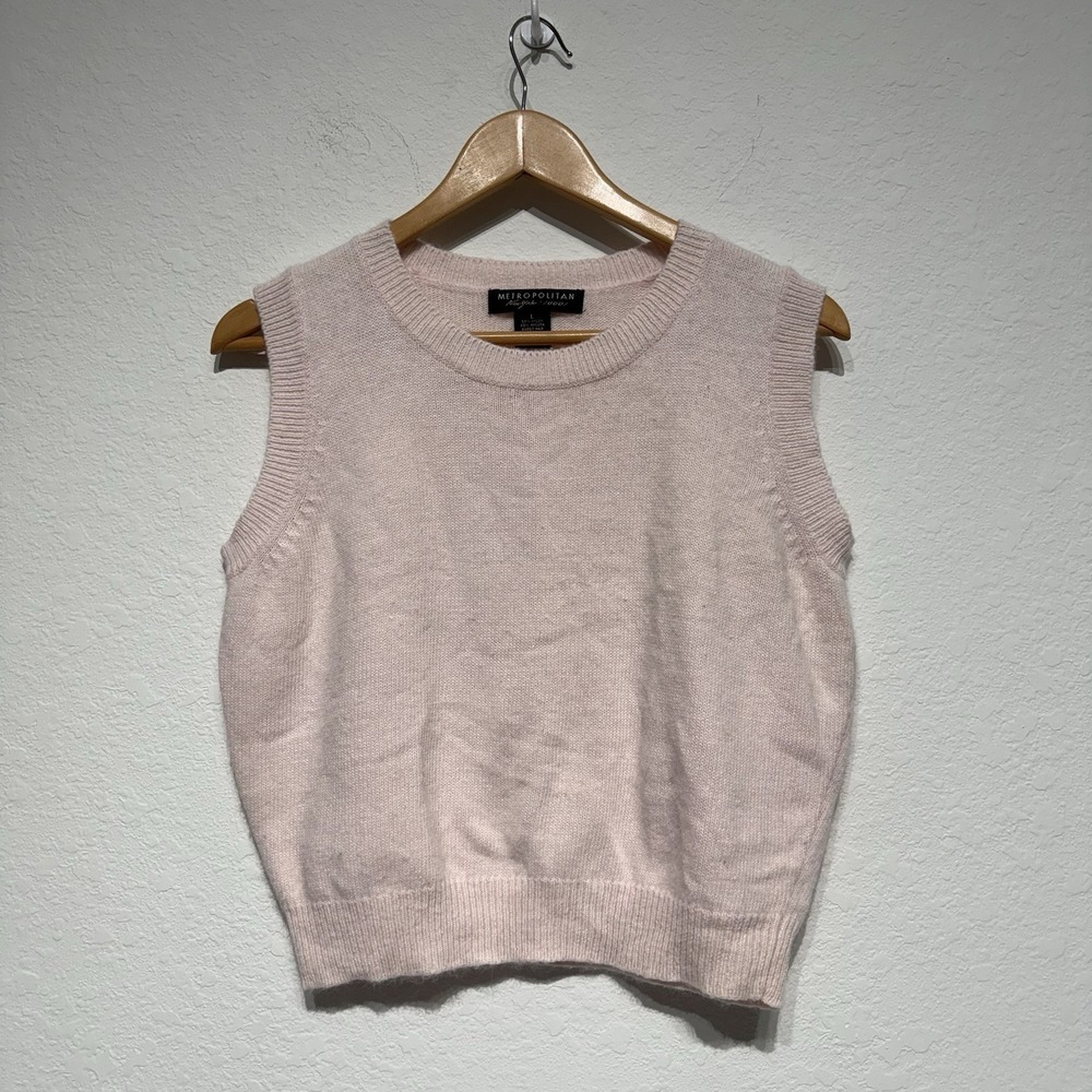 Metropolitan‎ Angora Rabbit Hair Lambs Wool Blend Round Neck Vest Women's Large